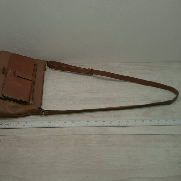 Vintage Retired Fossil 2 Tone Brown Leather Crossbody Bag Purse Pocketbook - Picture 9 of 11